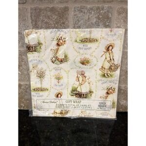 Vintage Holly Hobbie American‎ Greeting Gift Wrap Wrapping Paper Girl Birthday